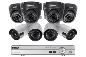 1080p HD Outdoor Security System with 4 Ultra Wide Lens Cameras and 4 Vandal proof 3x Zoom Cameras, 150ft Night Vision