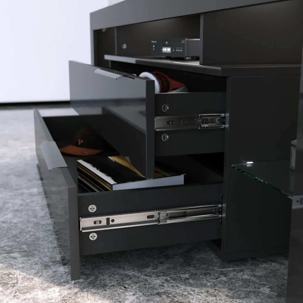 1600mm 16 Colors LED TV Entertainment Storage Unit Black