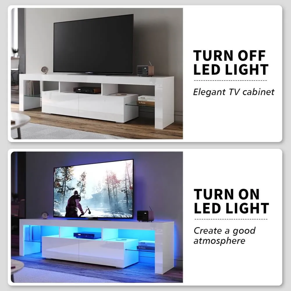 1800mm 16 Colors LED TV Entertainment Storage Unit White