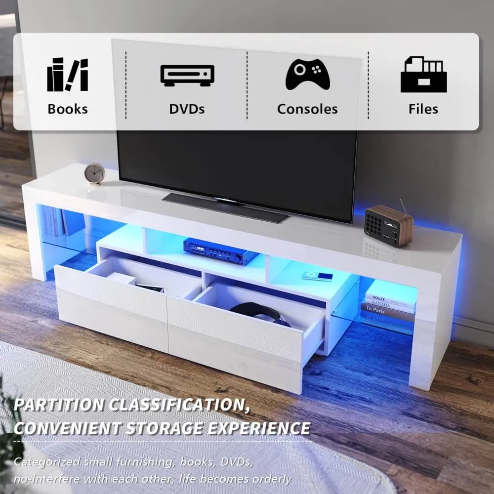 1800mm 16 Colors LED TV Entertainment Storage Unit White