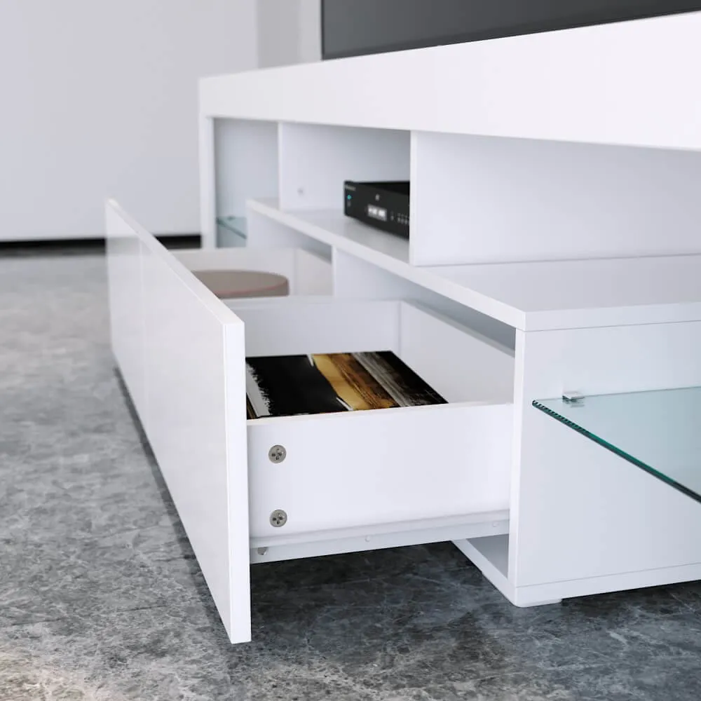 1800mm 16 Colors LED TV Entertainment Storage Unit White