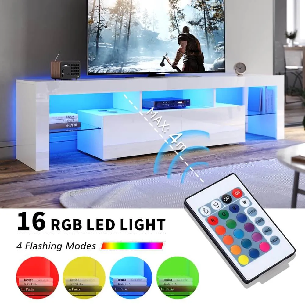 1800mm 16 Colors LED TV Entertainment Storage Unit White
