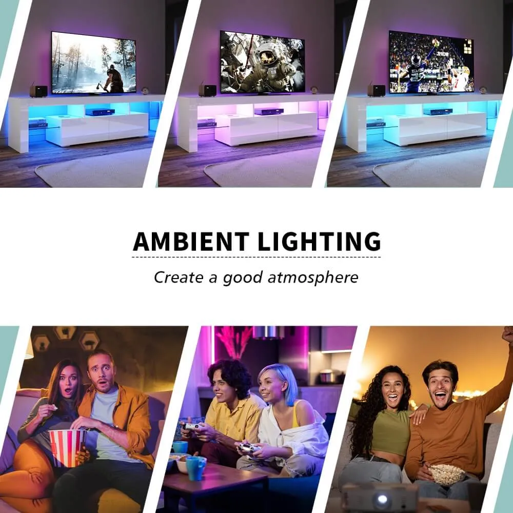 1800mm 16 Colors LED TV Entertainment Storage Unit White