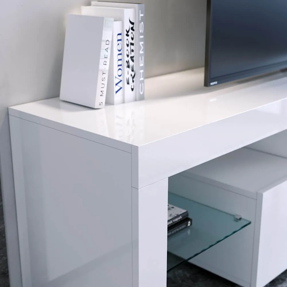 1800mm 16 Colors LED TV Entertainment Storage Unit White
