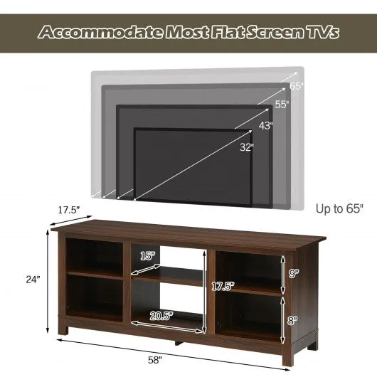 2-Tier 58" TV Stand Entertainment Media Console Center-Walnut
