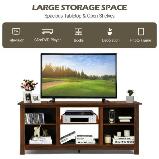 2-Tier 58" TV Stand Entertainment Media Console Center-Walnut