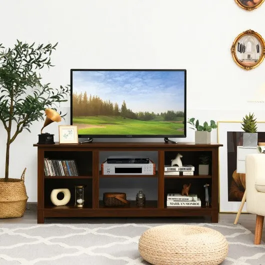 2-Tier 58" TV Stand Entertainment Media Console Center-Walnut