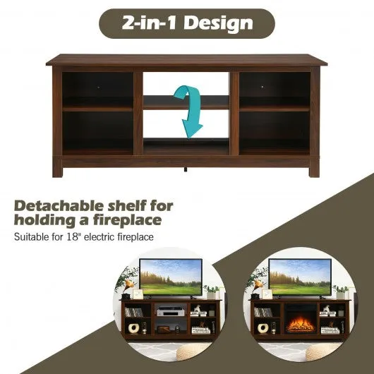 2-Tier 58" TV Stand Entertainment Media Console Center-Walnut