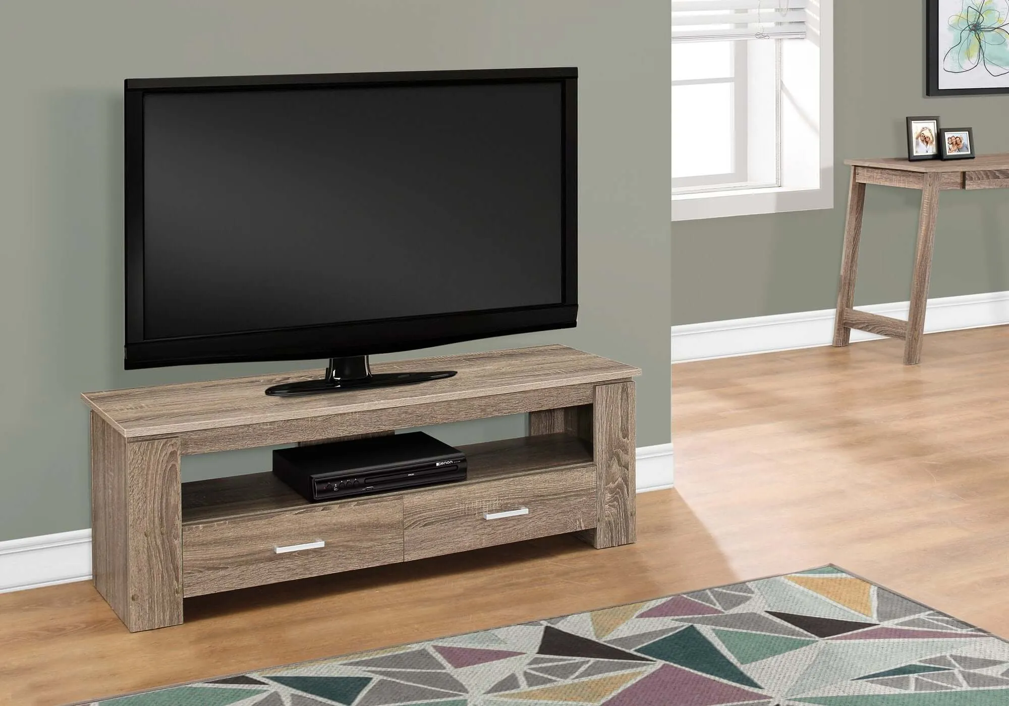 48"L Dark Taupe With 2 Storage Drawers Tv Stand