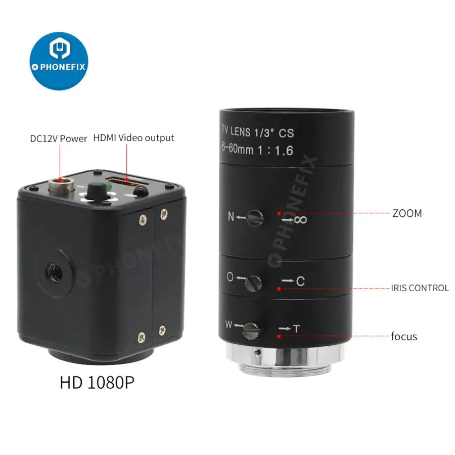 6-60mm F1.6 Lens 2.0MP 60FPS 1080p HDMI Industry Camera