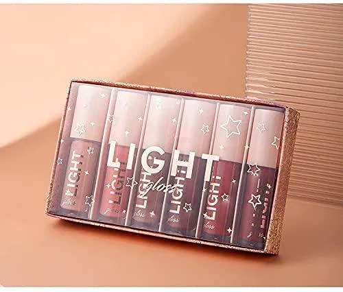 6PCS Hydrating Lip Gloss Neutral Nude Nourishing Glossy Lipgloss