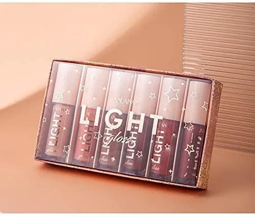 6PCS Hydrating Lip Gloss Neutral Nude Nourishing Glossy