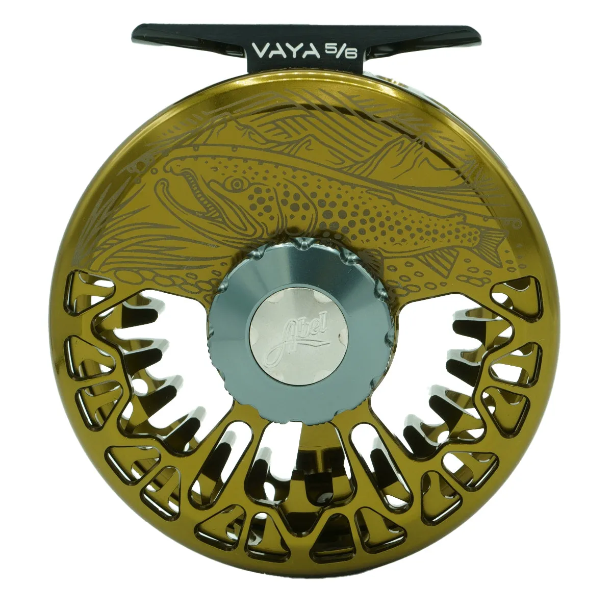 Abel Vaya Reel 5/6 Underwood On the Hunt Dark Olive and Satin Slate Gray Drag Knob with Black Handle