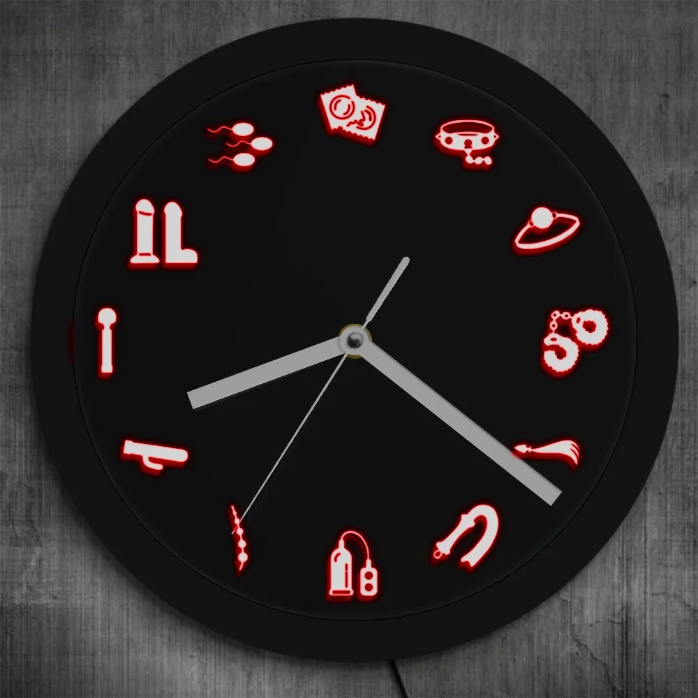 Adult Shop Business Neon Sign Wall Clock Sex Products Supplies Acrylic LED Edge Lit Mature Sex Erotic Entertainment Wall Clock