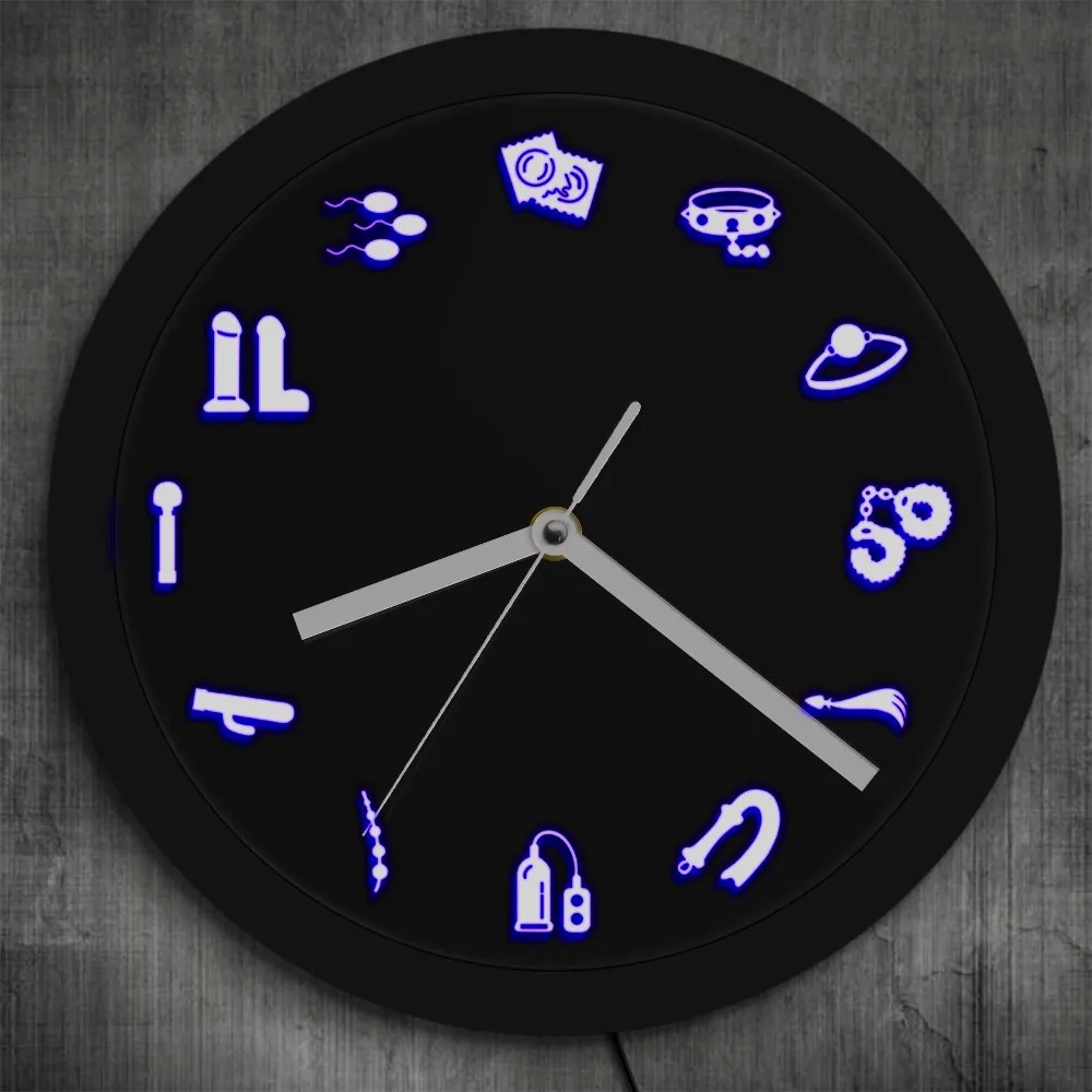 Adult Shop Business Neon Sign Wall Clock Sex Products Supplies Acrylic LED Edge Lit Mature Sex Erotic Entertainment Wall Clock
