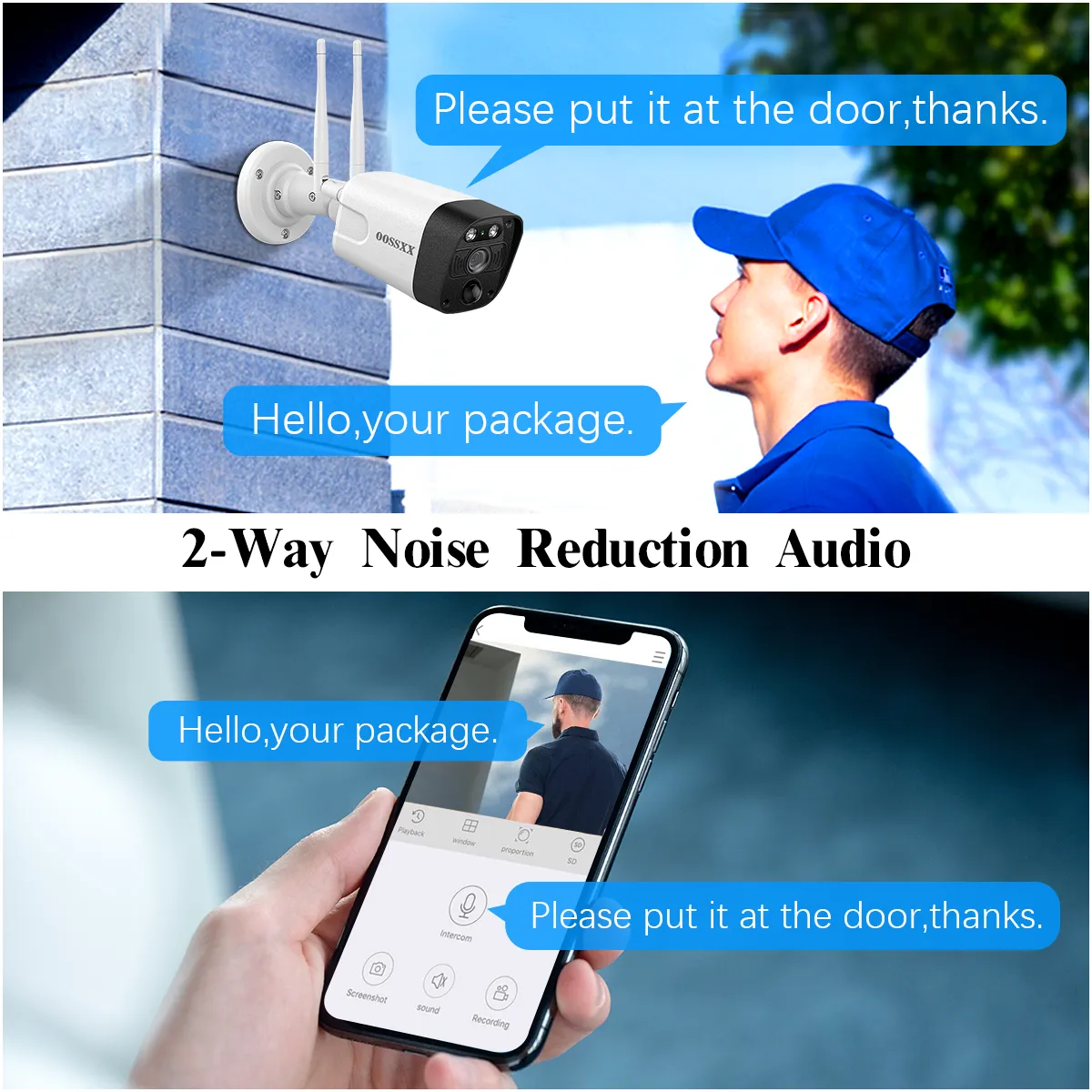 (All-in-One 5.0MP PIR Detection) 2-Way Audio Dual Antennas Outdoor Security Camera System Wireless with Monitor WiFi Home Security System 3K 5.0MP Video Surveillance