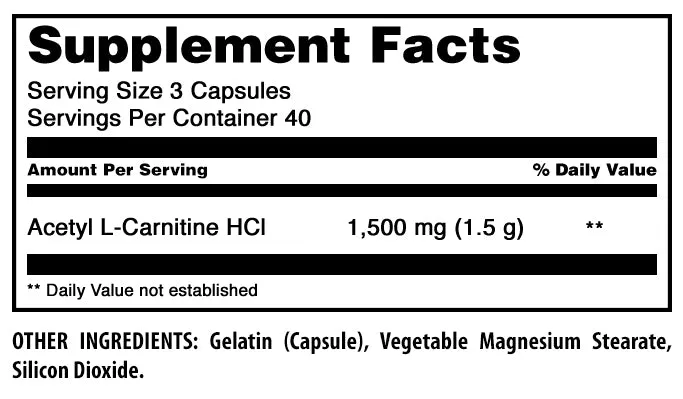 Amazing Formulas Acetyl L-Carnitine |  1500 Mg Per Serving | 120 Capsules