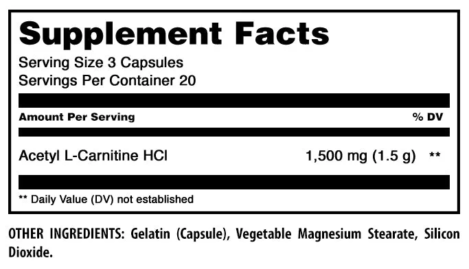 Amazing Formulas Acetyl L-Carnitine |  1500 Mg Per Serving | 60 Capsules