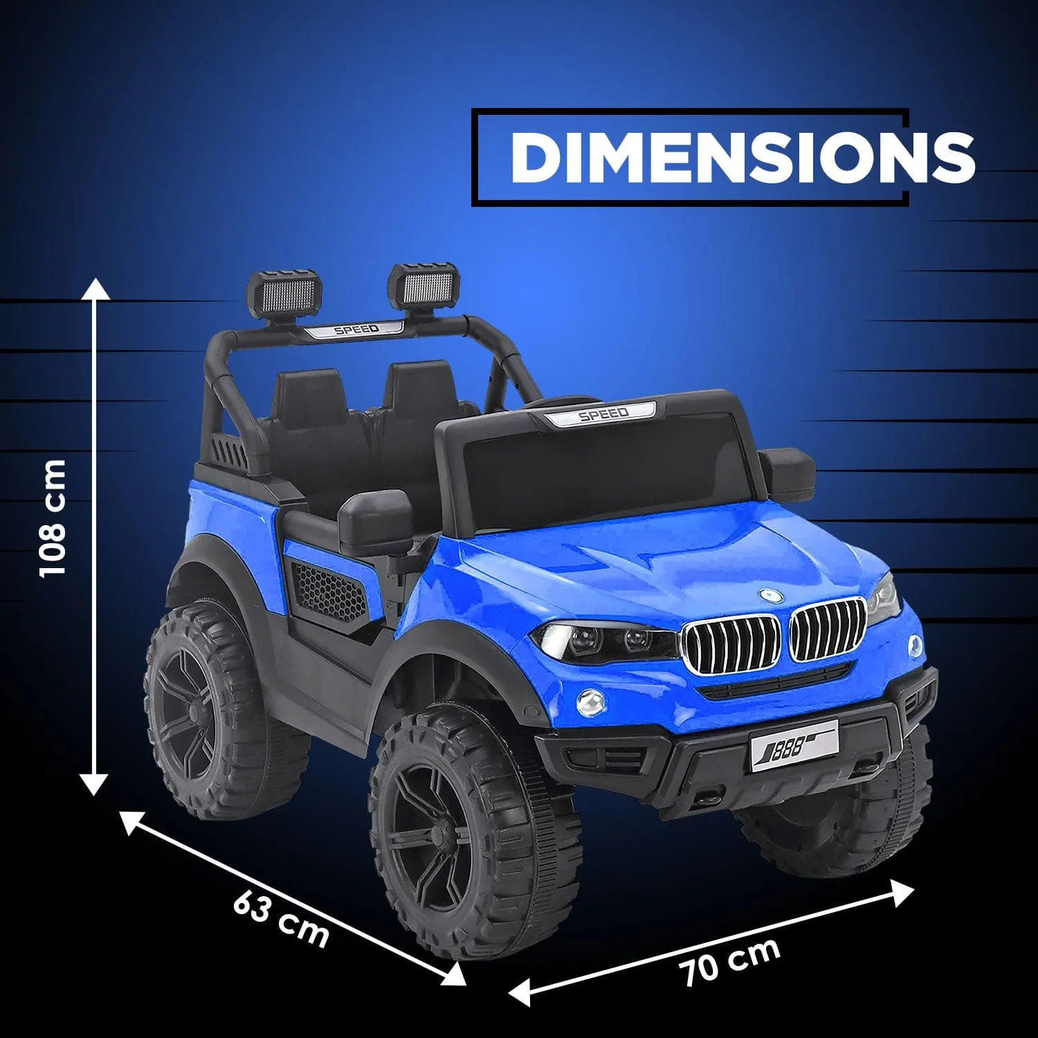 Baby Moo Ford 4X4 Battery Operated Electric Ride On Jeep Rechargeable 12V Battery With Remote Control LED Lights, Music & USB Port - Blue