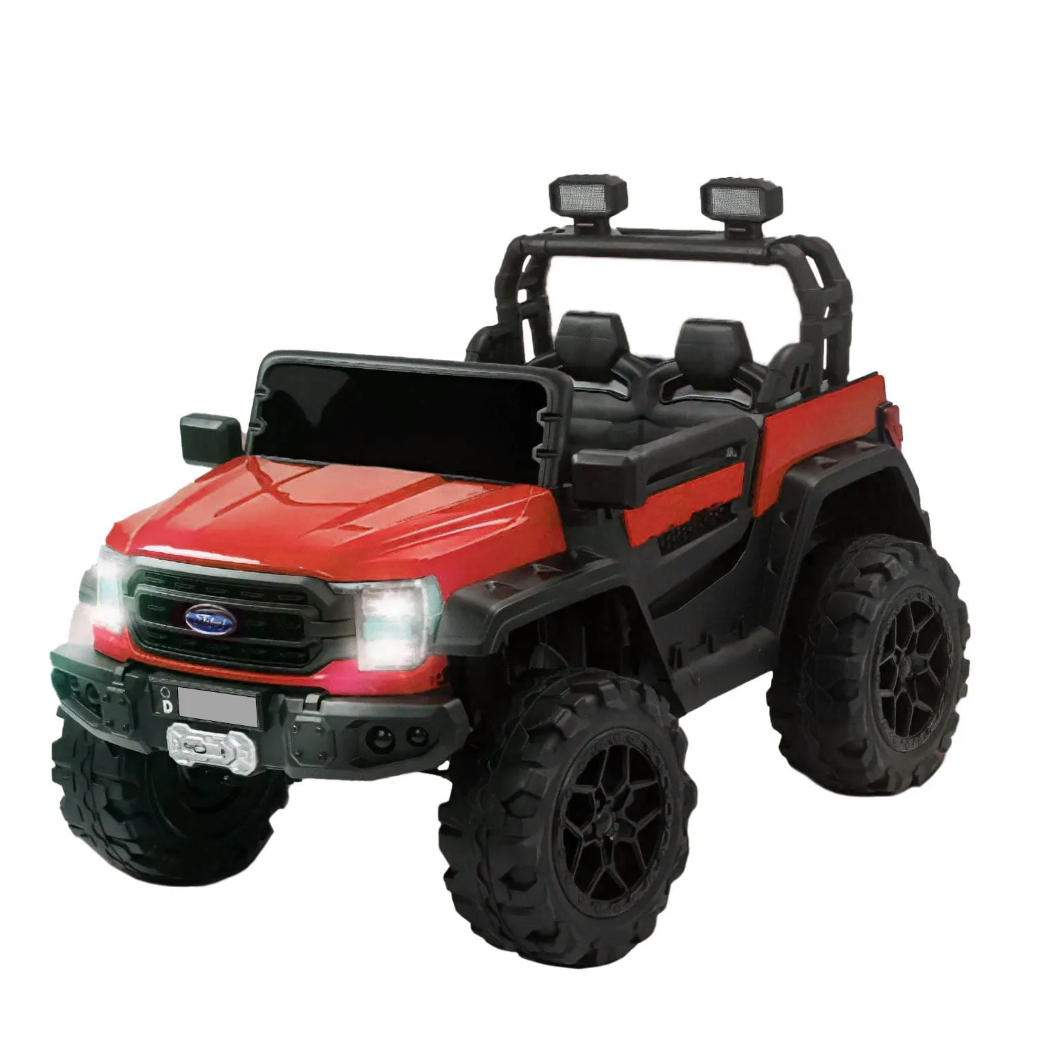 Baby Moo Ford 4X4 Battery Operated Electric Ride On Jeep Rechargeable 12V Battery With Remote Control LED Lights, Music & USB Port - Red