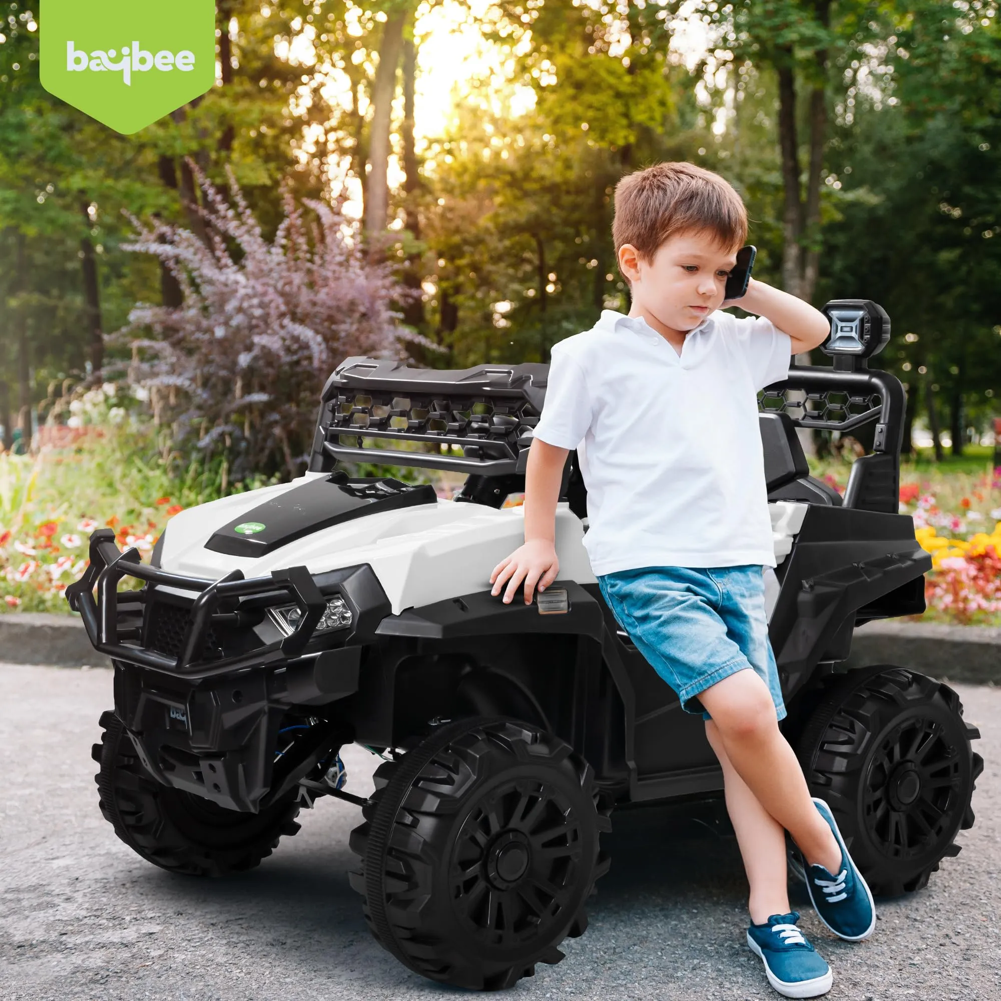 Baybee Broot Rechargeable Battery Operated Jeep for Kids, Ride on Kids Car with Music & Light | Baby Big Jeep Battery Car | Electric Jeep Car for Kids to Drive 3 to 8 Years Boy Girl (White)