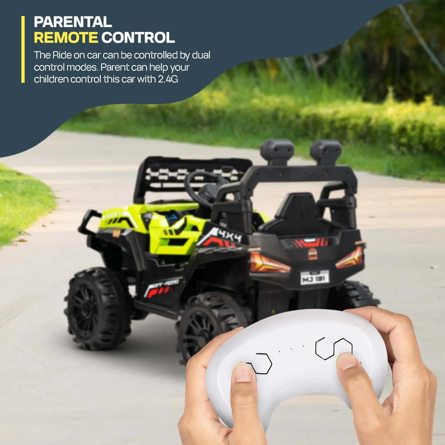Baybee Broot Rechargeable Battery Operated Jeep for Kids, Ride on Toy Baby Car with Music & Light, Kids Jeep Battery Car, Electric Jeep Car for Kids to Drive 3 to 8 Years Boys Girl (Lite Green)