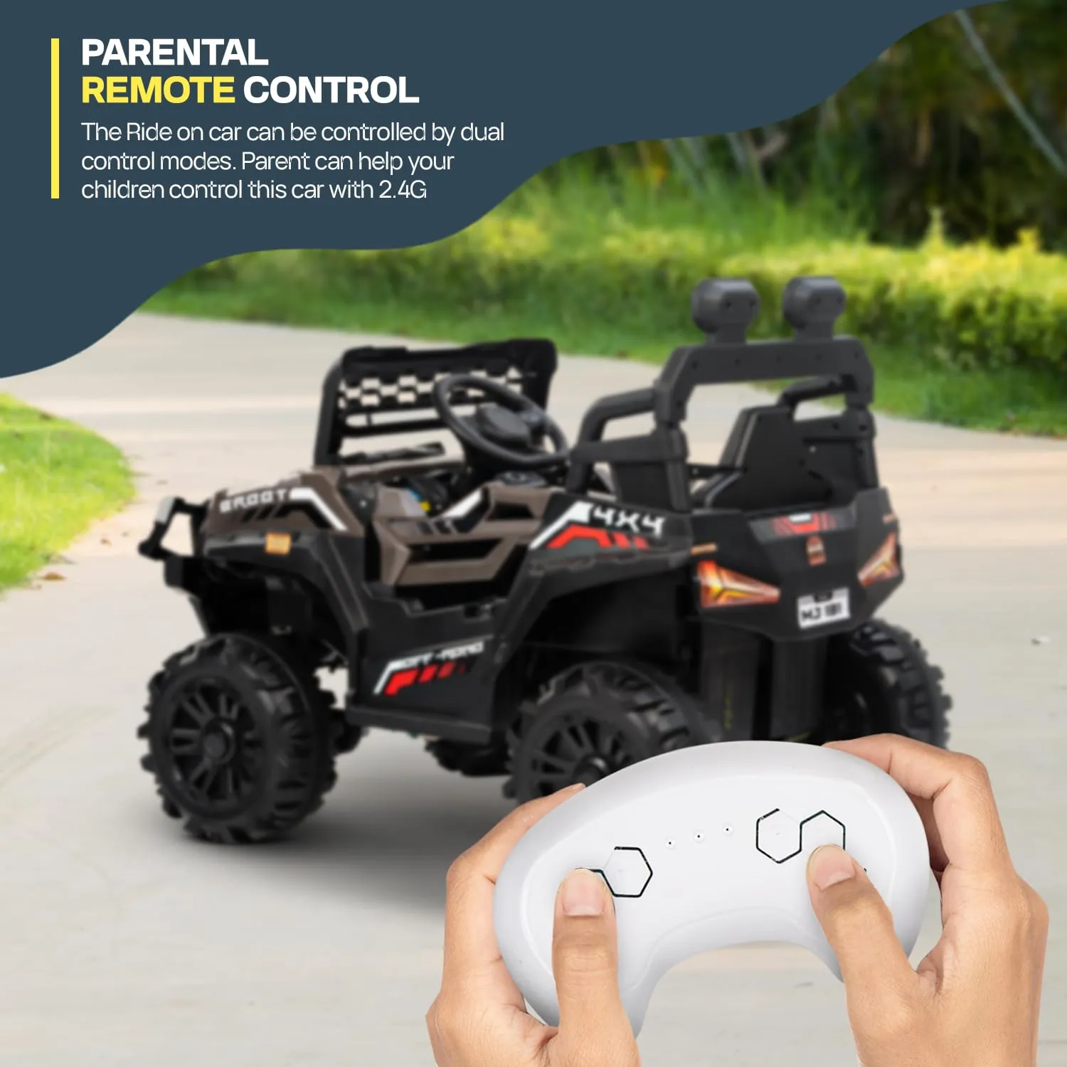 Baybee Broot Rechargeable Battery Operated Jeep for Kids, Ride on Toy Baby Car with Music & Light, Kids Jeep Battery Car, Electric Jeep Car for Kids to Drive 3 to 8 Years Boys Girl (Painted Ash)