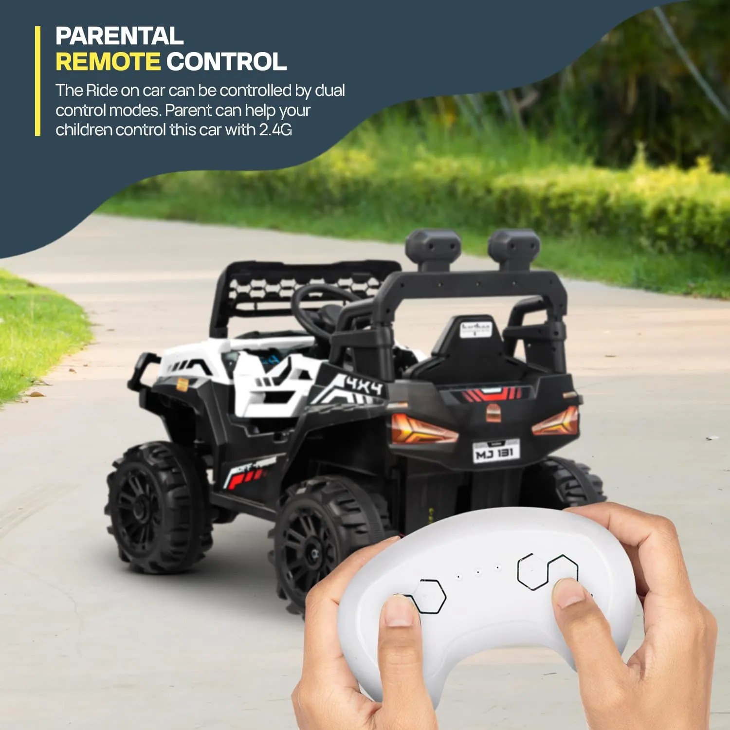 Baybee Broot Rechargeable Battery Operated Jeep for Kids, Ride on Toy Baby Car with Music & Light, Kids Jeep Battery Car, Electric Jeep Car for Kids to Drive 3 to 8 Years Boys Girl (White)