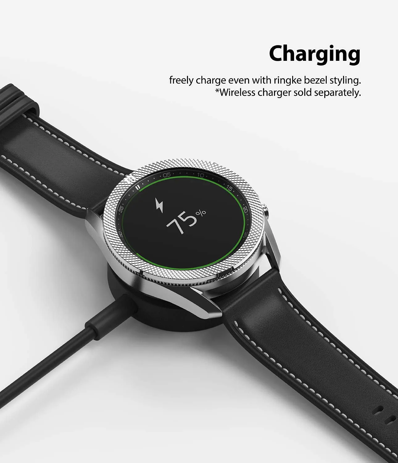 Bezel Styling for Galaxy Watch 3 45mm - Knurled Silver  45-42 (ST)   [Stainless Steel]