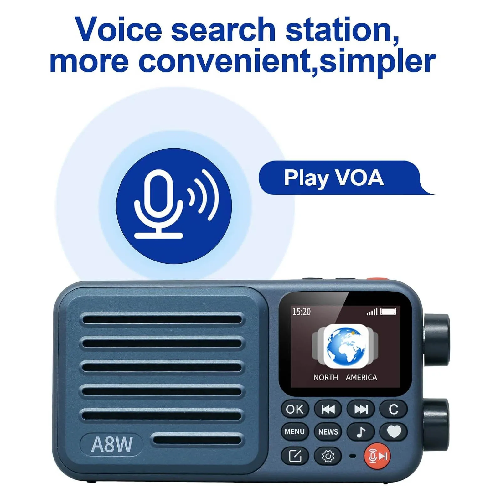 Choyong A8W Internet Radio | Portable Smart WIFI/4G Radio | FM Receiver | 4K  Pre-stored Stations | 2000mAh Rechargeable Battery | Alarm Clock