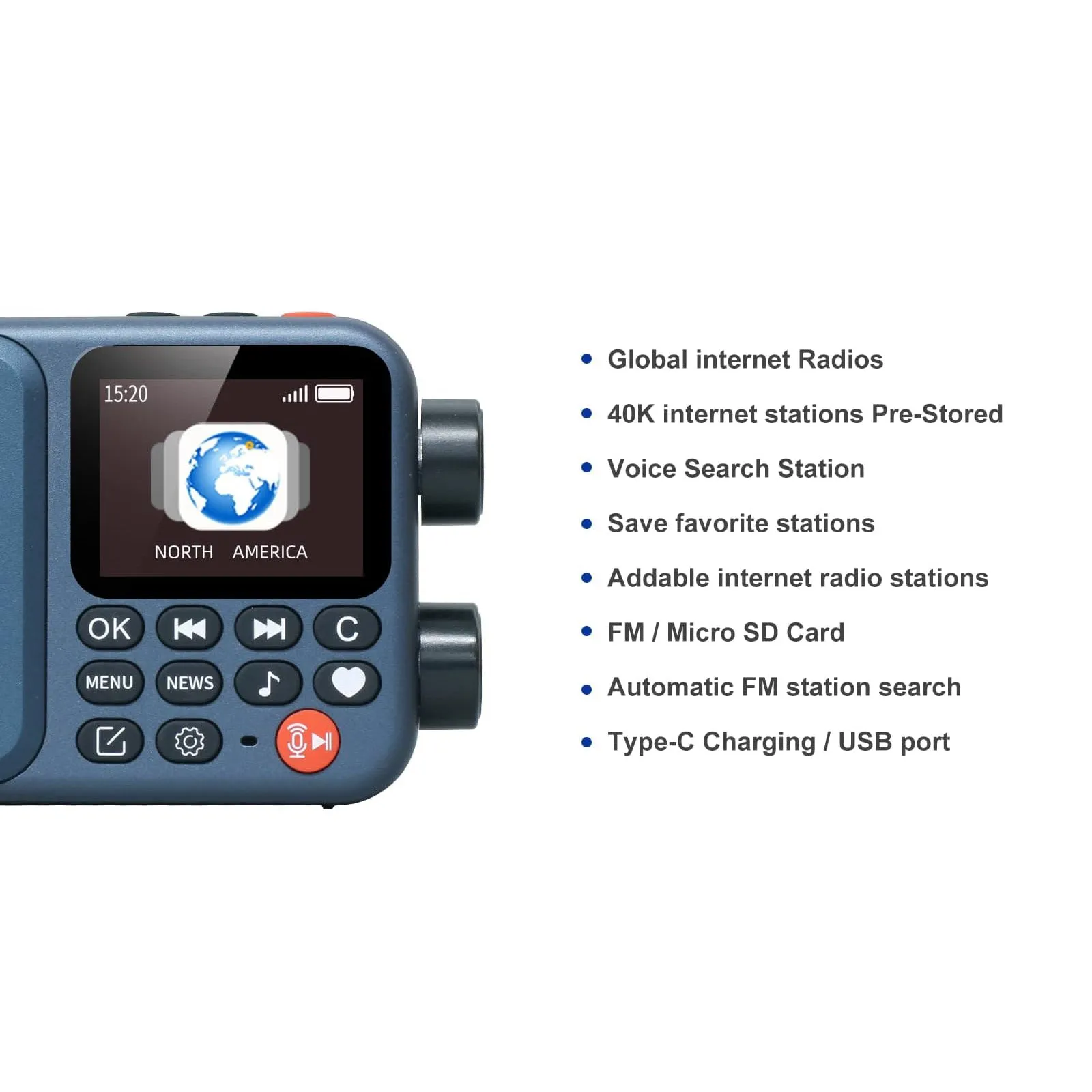 Choyong A8W Internet Radio | Portable Smart WIFI/4G Radio | FM Receiver | 4K  Pre-stored Stations | 2000mAh Rechargeable Battery | Alarm Clock