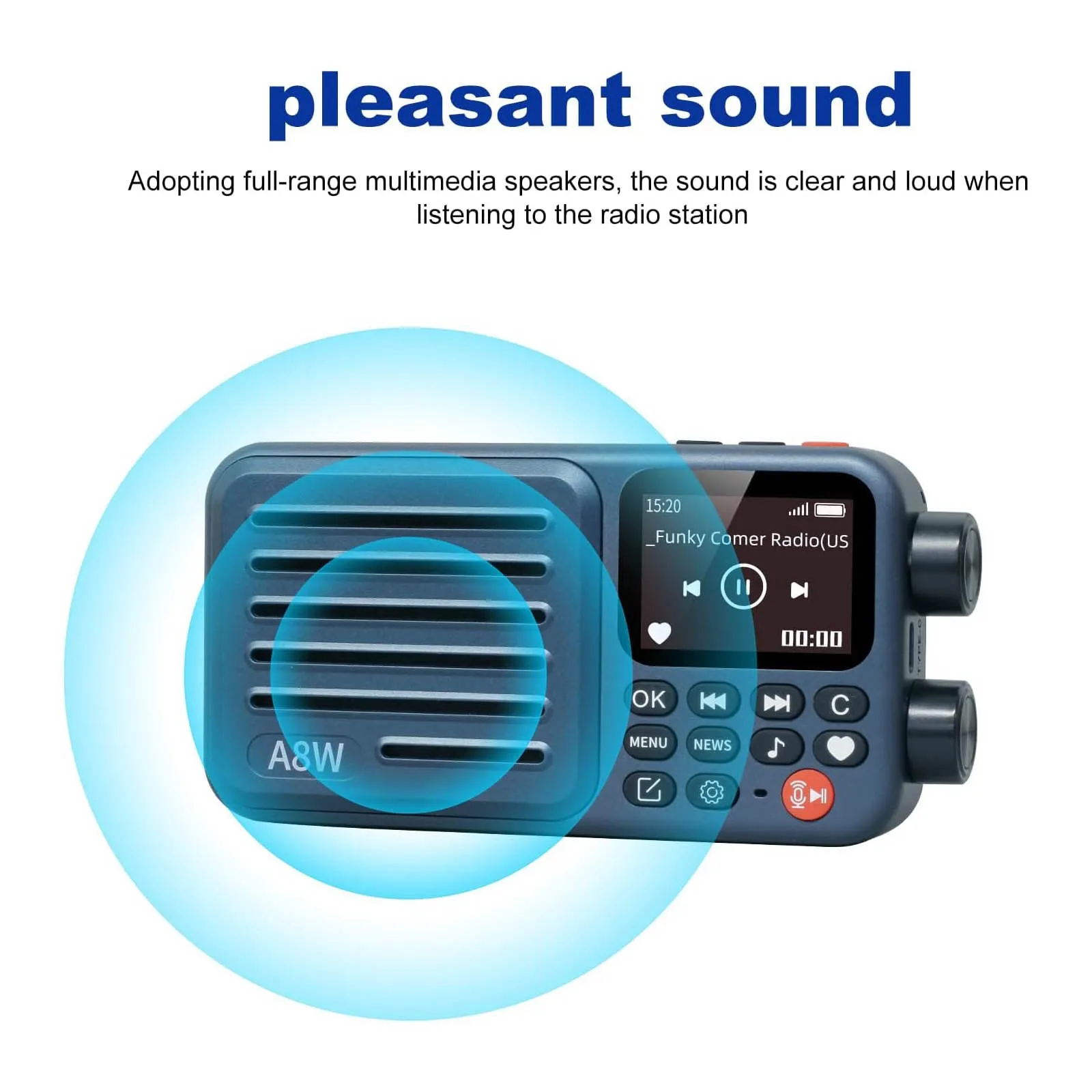 Choyong A8W Internet Radio | Portable Smart WIFI/4G Radio | FM Receiver | 4K  Pre-stored Stations | 2000mAh Rechargeable Battery | Alarm Clock