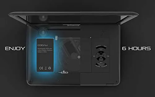COOAU 17.9“ Portable DVD Player with 15.6" Large Swivel Screen, 6 Hrs Long Lasting Built-in Battery, Region Free, Stereo Sound, with Remote Controller, SD USB AVin AVout Earphone Port. (Black)