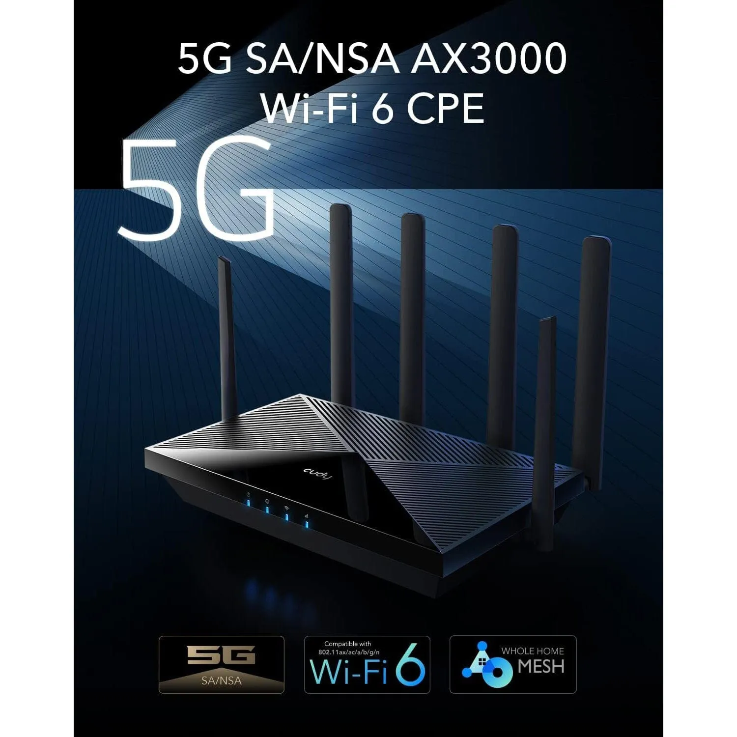 Cudy New 5G NR SA NSA AX3000 WiFi 6 CPE Router, AX3000 Dual SIM 5G Cellular Router  (Refurbished)
