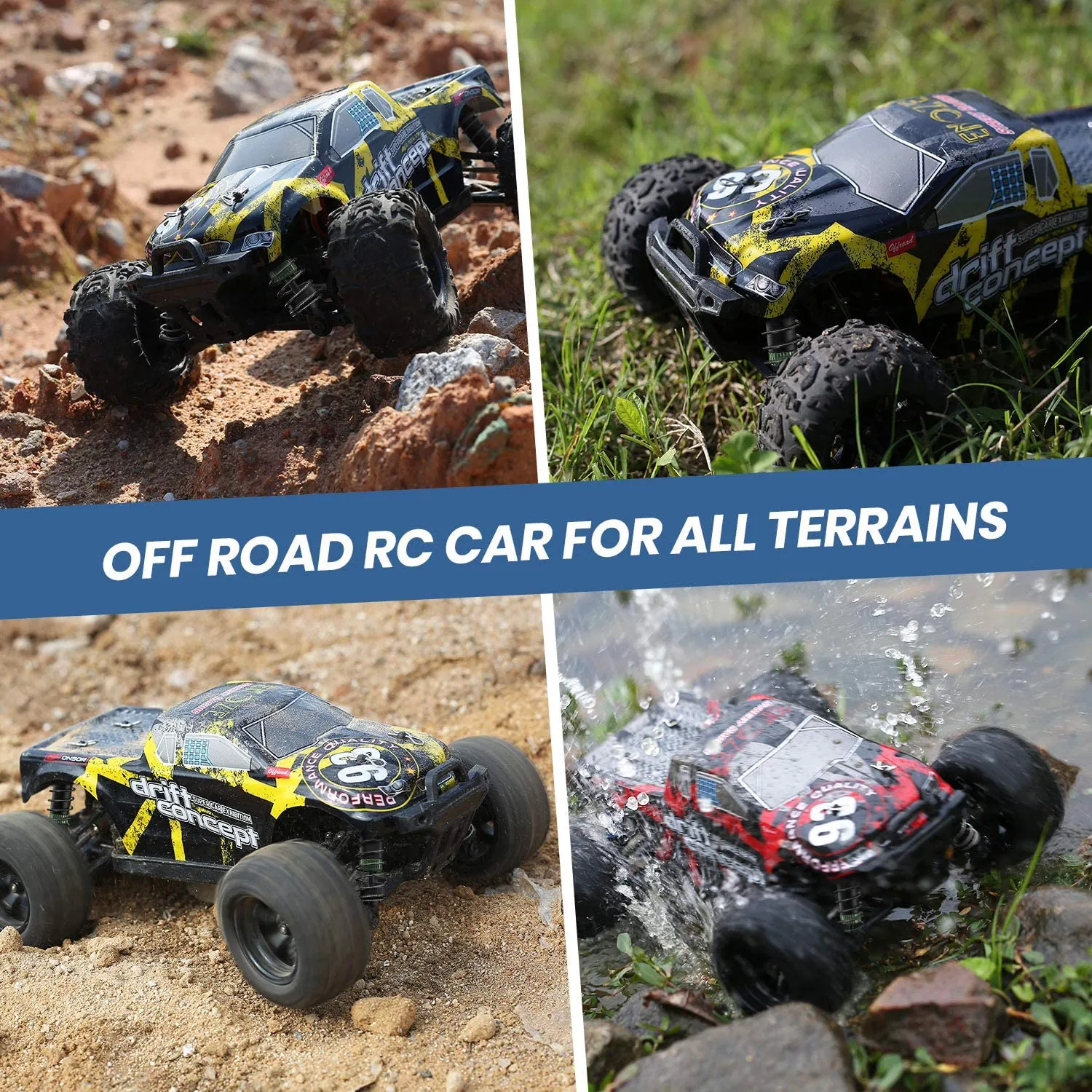 DEERC 300E RC Car High Speed Remote Control Car 1:18 Scale 4WD Monster Truck