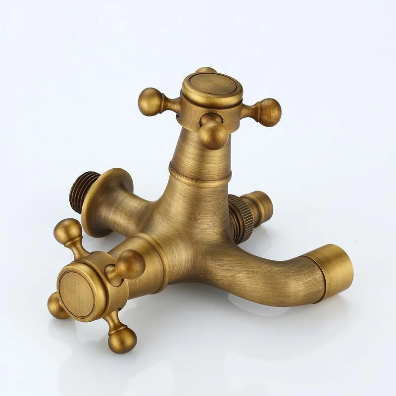 Dual Cross Handles Wall Mounted Washing Machine Taps
