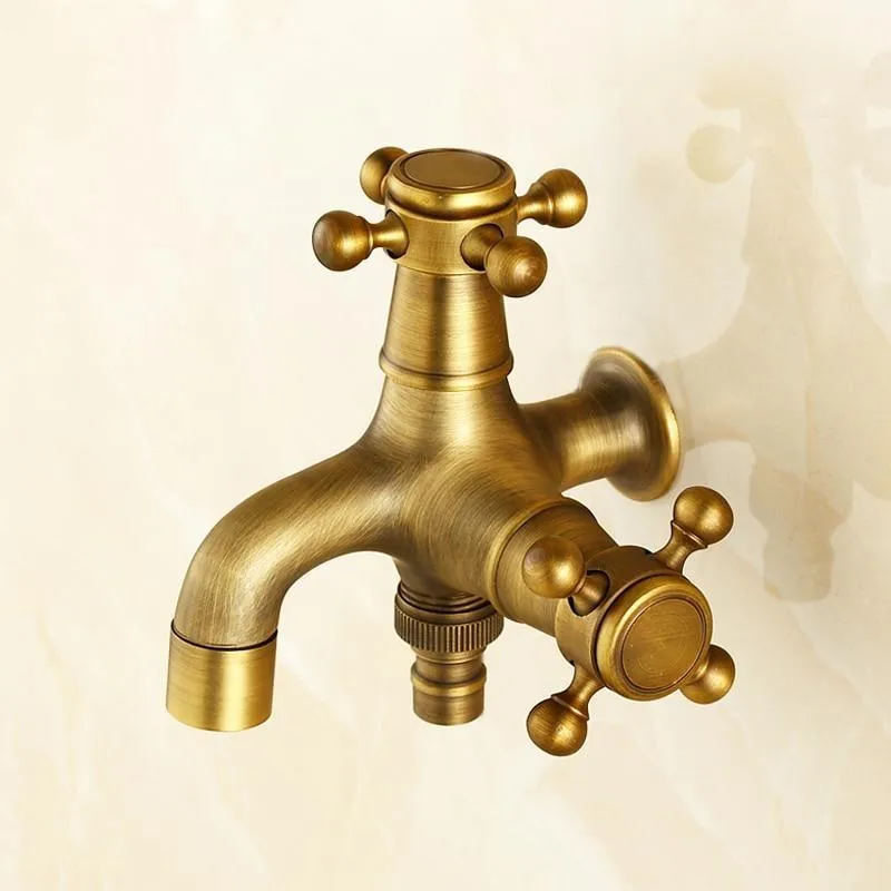 Dual Cross Handles Wall Mounted Washing Machine Taps