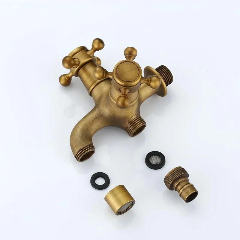 Dual Cross Handles Wall Mounted Washing Machine Taps