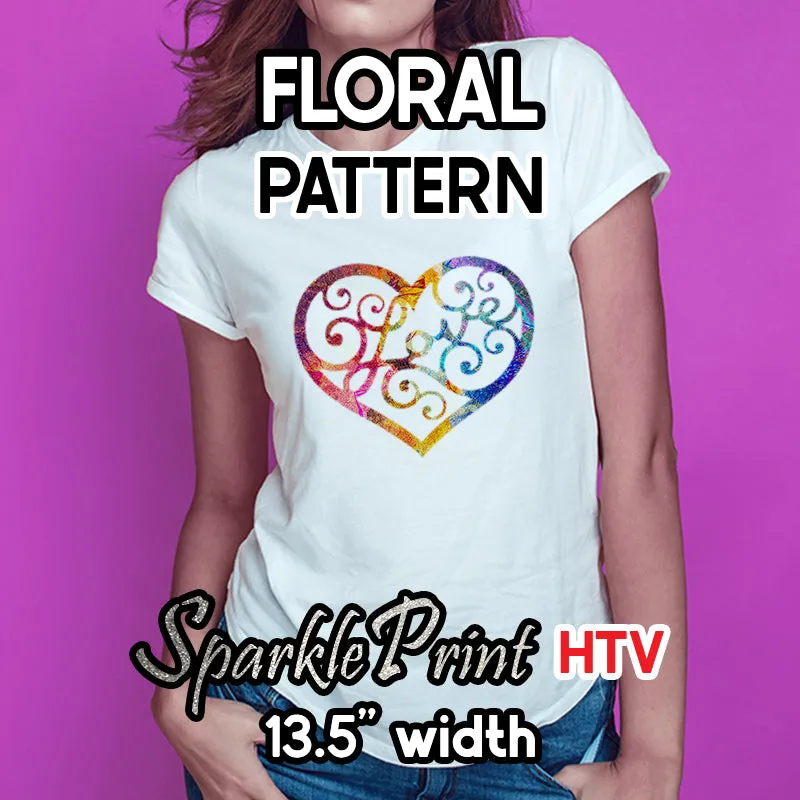 Floral Sparkleprint Patterned HTV (13.5" x 12")