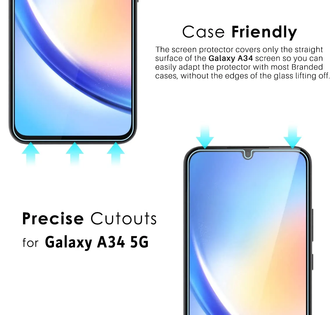 Galaxy A34 Tempered Glass Screen Protector Guard | GLaS - 2 Pack