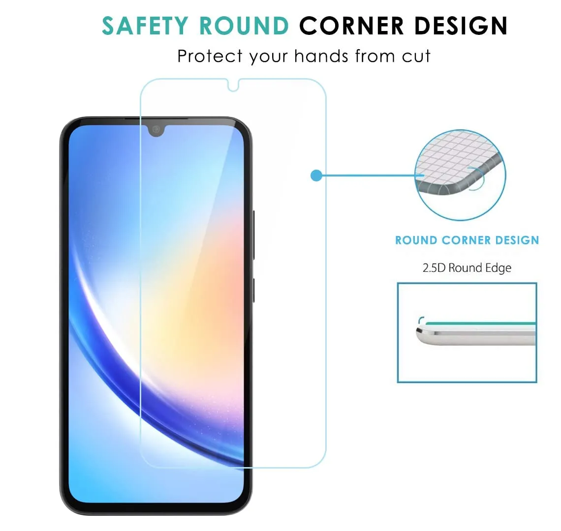 Galaxy A34 Tempered Glass Screen Protector Guard | GLaS - 2 Pack
