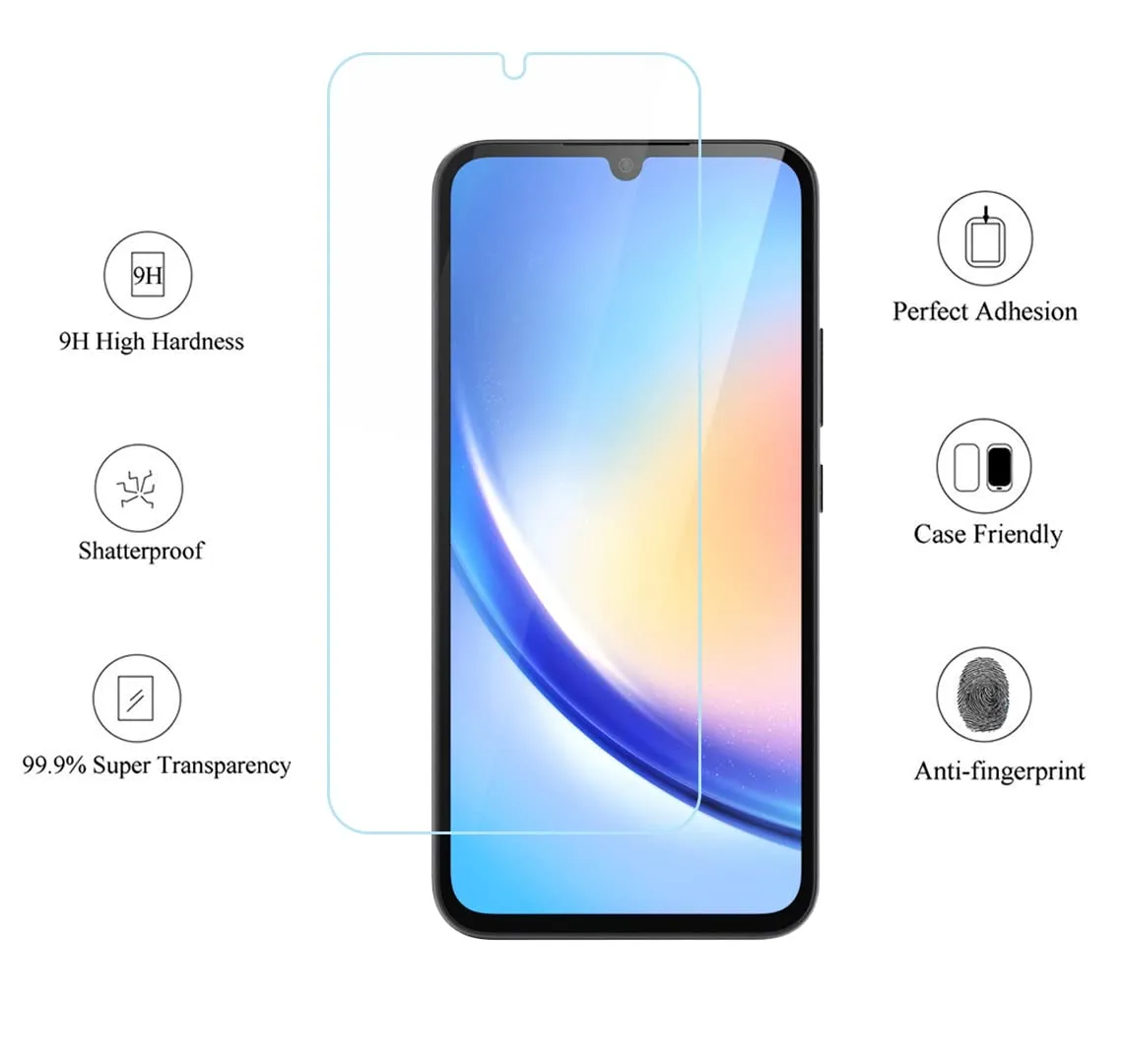 Galaxy A34 Tempered Glass Screen Protector Guard | GLaS - 2 Pack