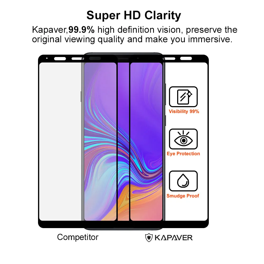 Galaxy A9 Tempered Glass Screen Protector Guard | EDGE TO EDGE  - 1 Pack