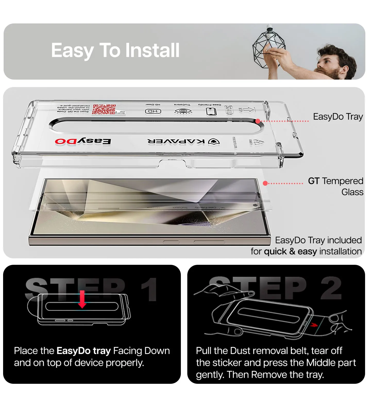 Galaxy S24 Ultra Tempered Glass Screen Protector Guard | GLaS HD - 1 Pack (With Easy Applicator)