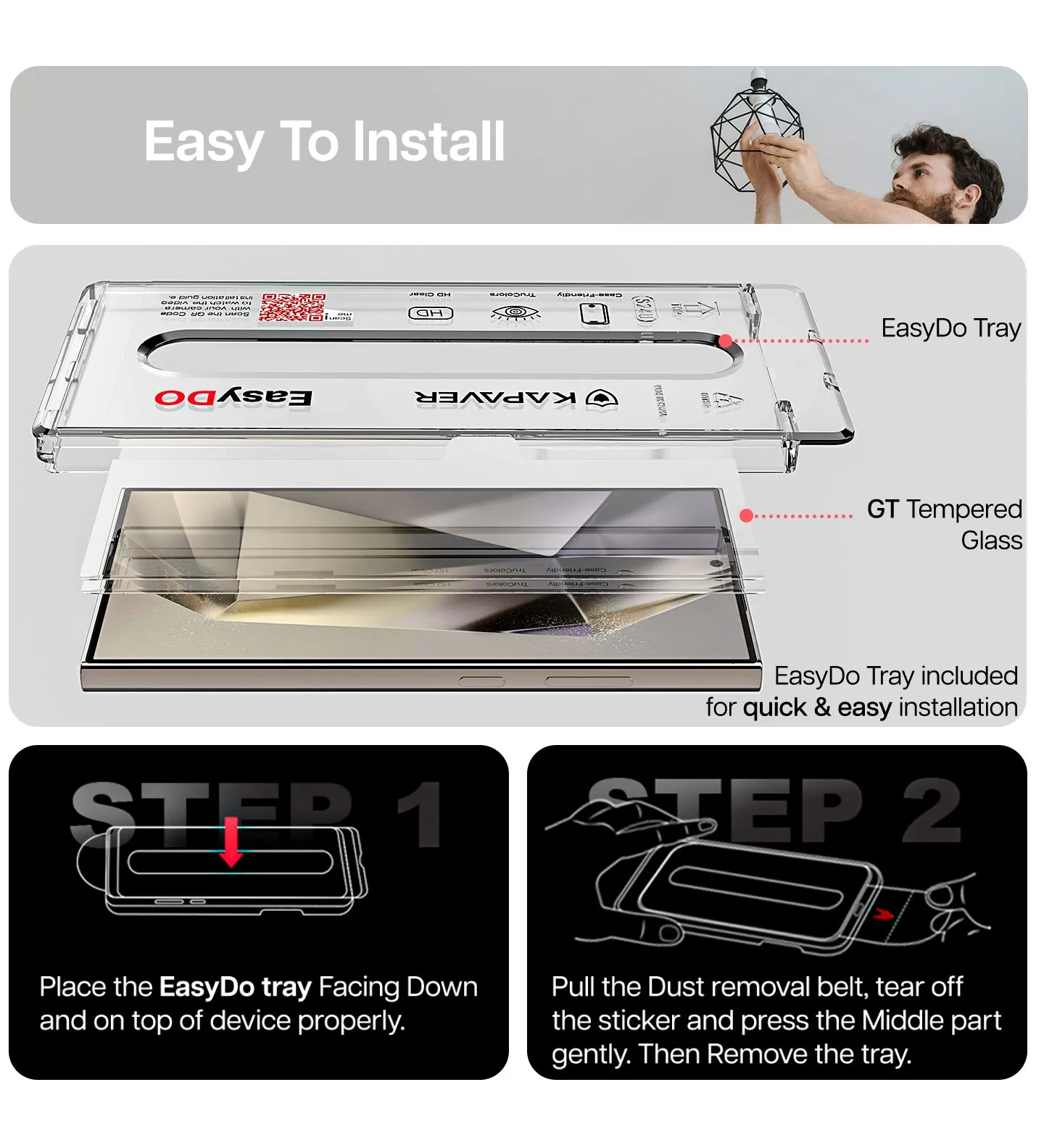 Galaxy S24 Ultra Tempered Glass Screen Protector Guard | GLaS HD - 2 Pack (With Easy Applicator)