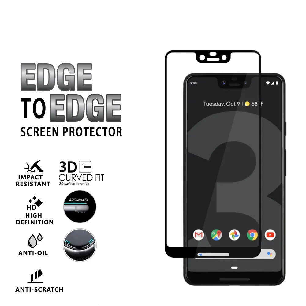 Google Pixel 3 XL Tempered Glass Screen Protector Guard | EDGE TO EDGE - 1 Pack