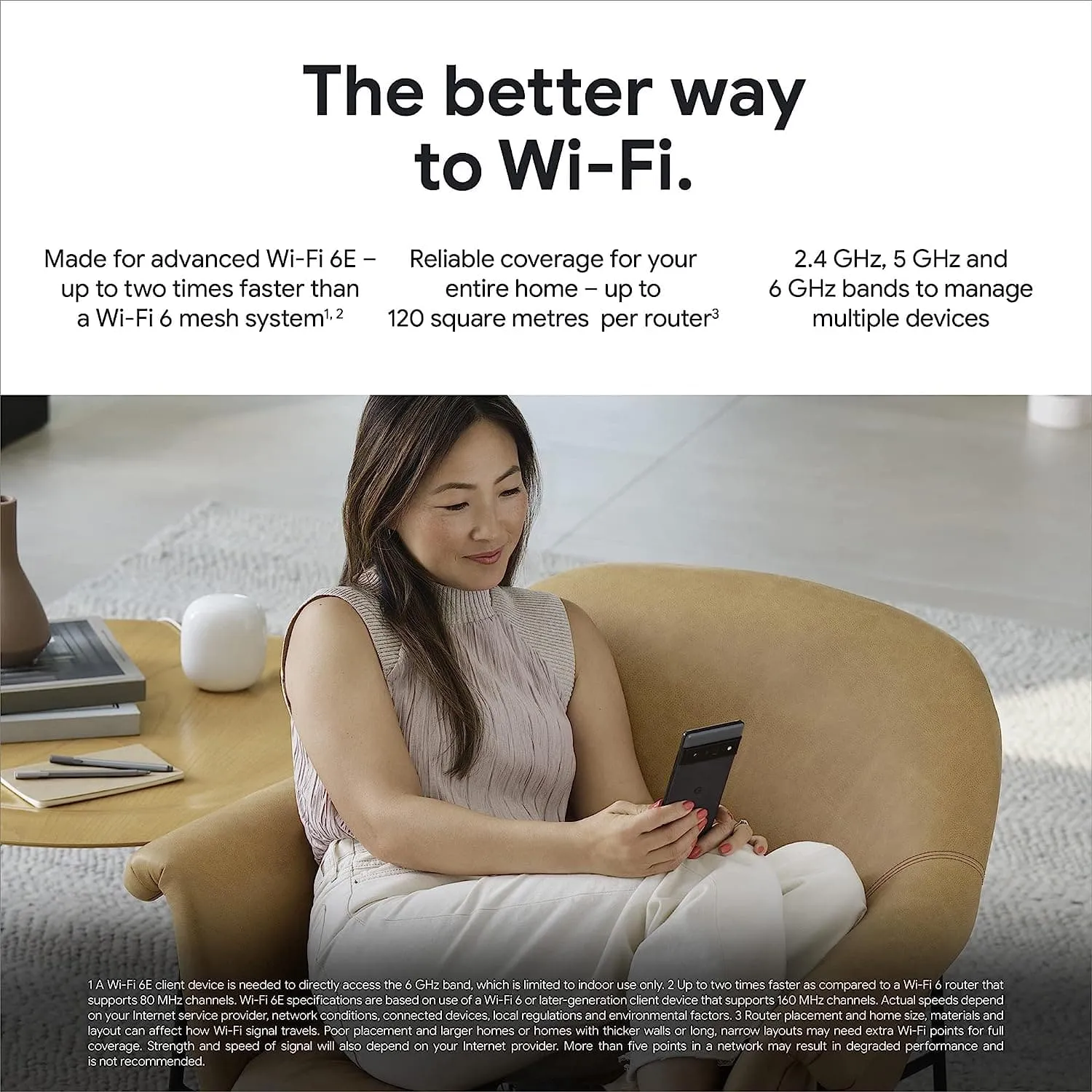 Google Wifi Pro Wi-Fi 6e Mesh Router (Snow) - Pack of 1