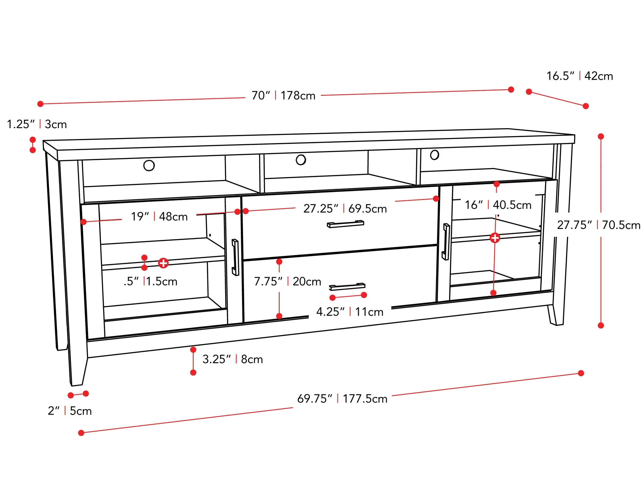 Grey Wood TV Stand, TVs up to 85"