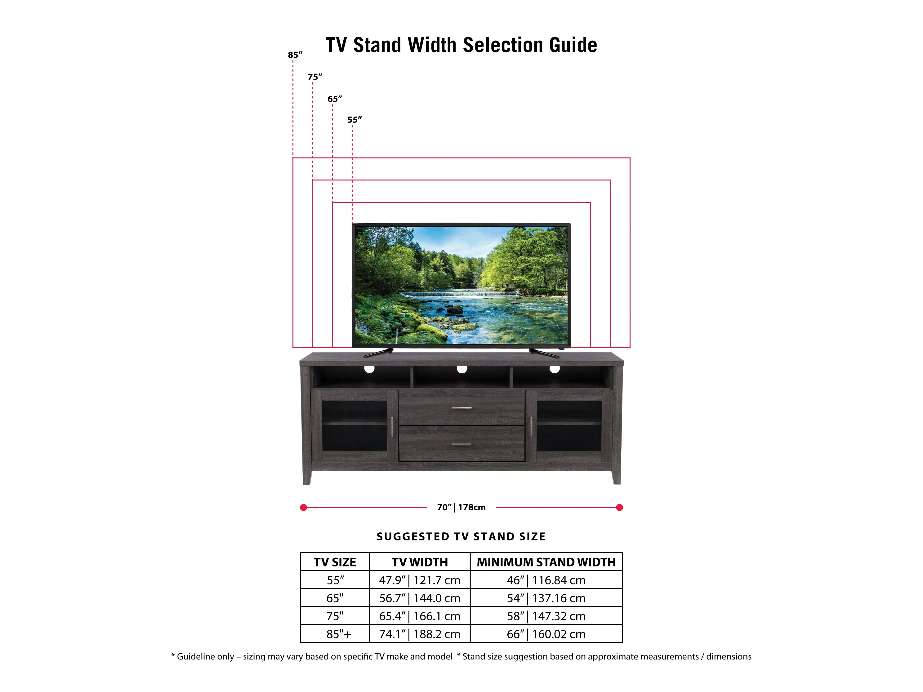 Grey Wood TV Stand, TVs up to 85"