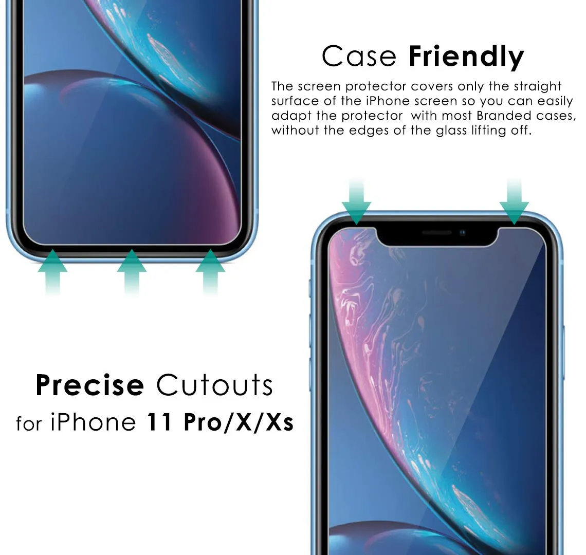 iPhone 11 Pro / X / Xs Tempered Glass Screen Protector Guard | GLaS - 2 Pack